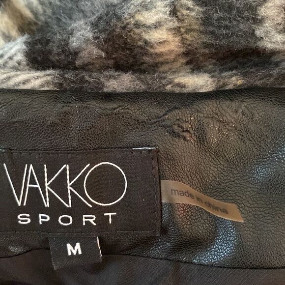 Vakko Sport Women’s Open Drape Front Faux Leather Wool Blend Jacket - Picture 7 of 7